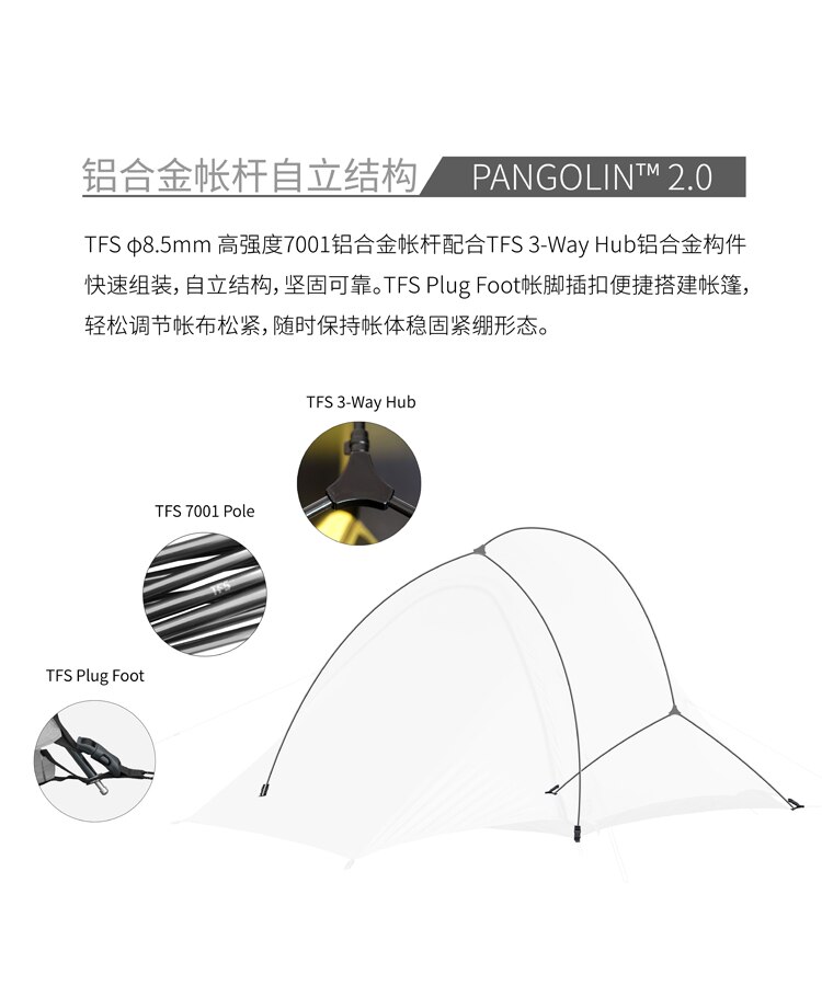 Cheap Goat Tents The Free Spirits TFS Pangolin2.0 One sided Silicon Coating 2 person 3 Season Ultralight Waterproof Camping Tent Black Label Tents 